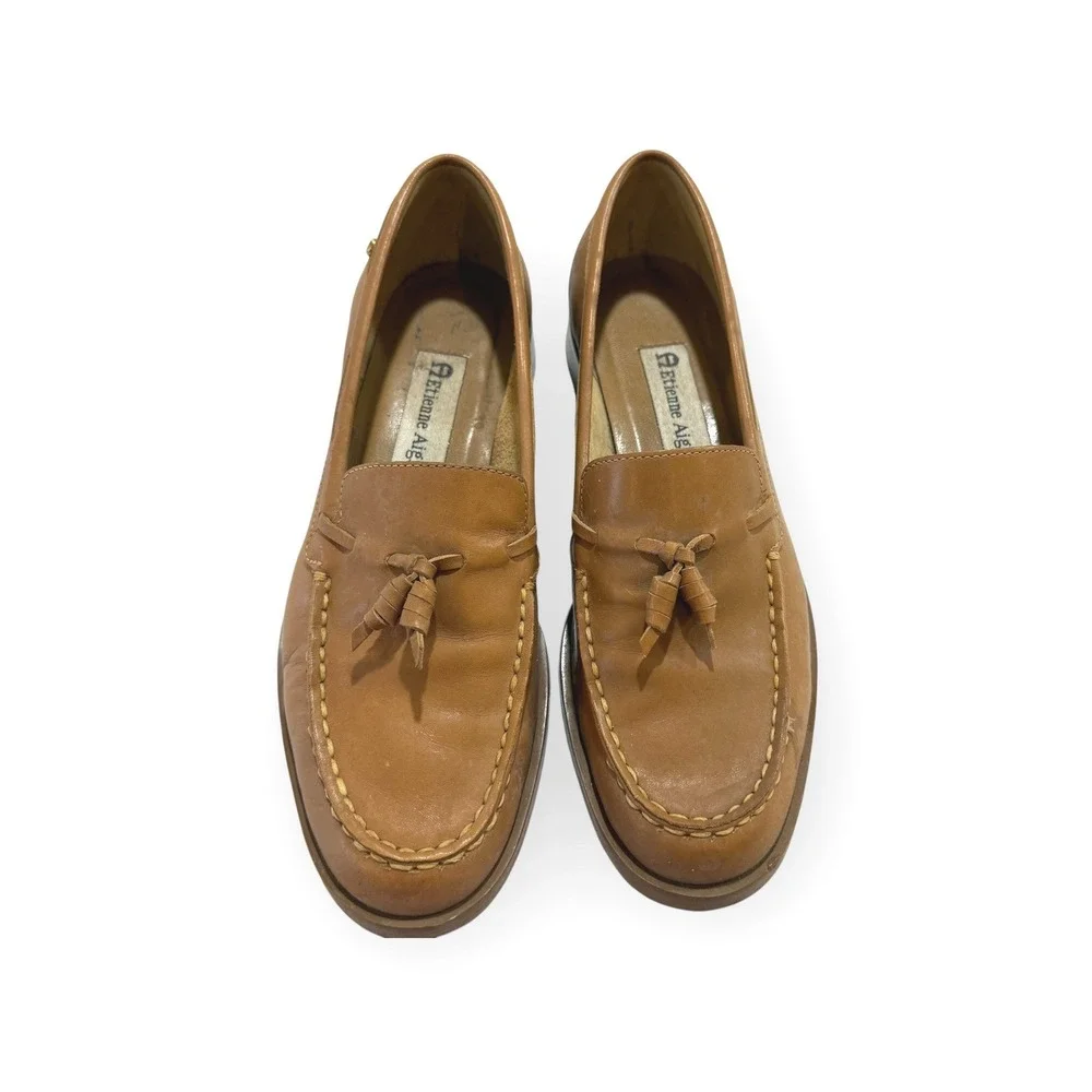 Etienne Aigner Tan Leather Tassel‎ Loafer Shoes Womens Size 6.5